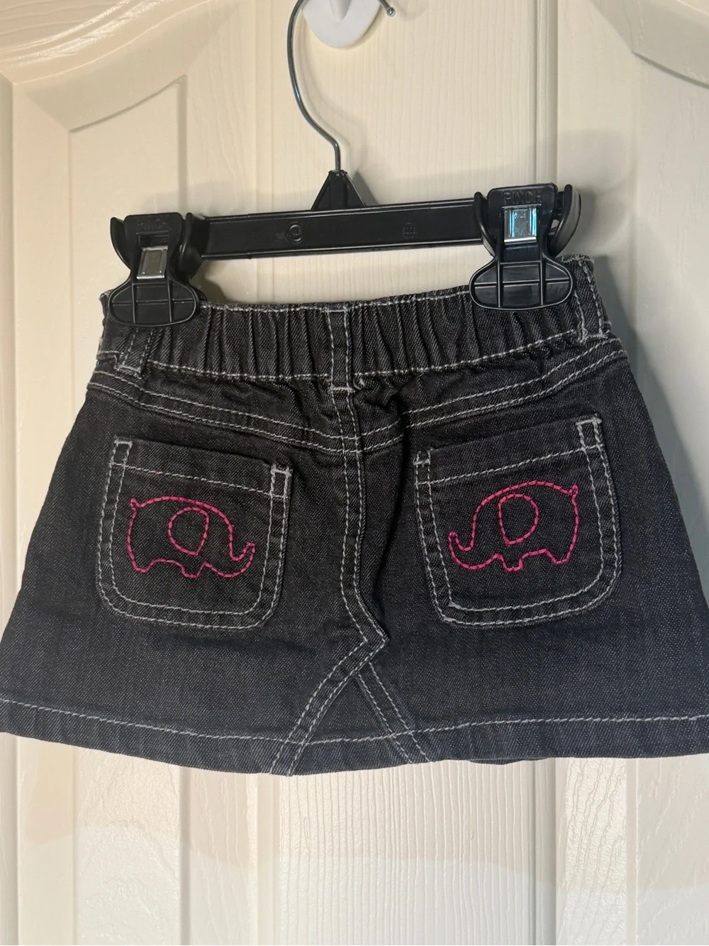 Gymboree Black Denim Skirt with Bright Striped Pocket Detail